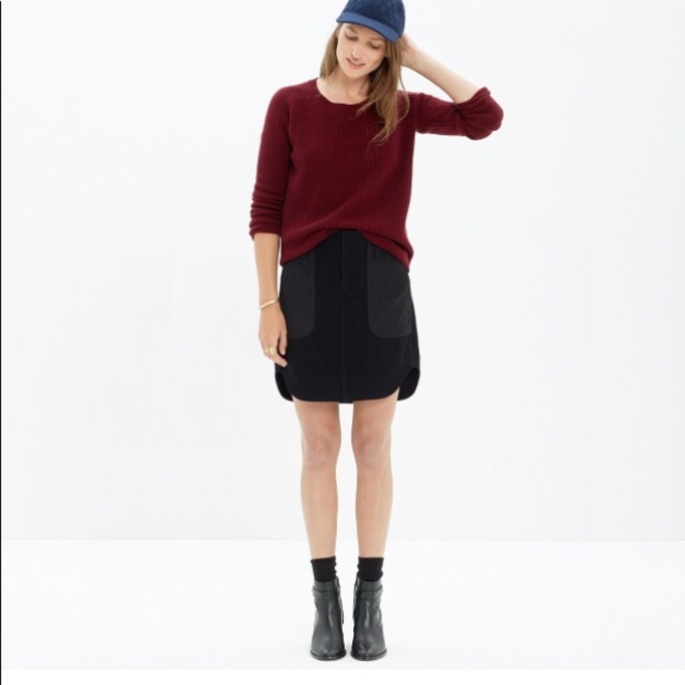 Madewell wool quilted shirttail skirt